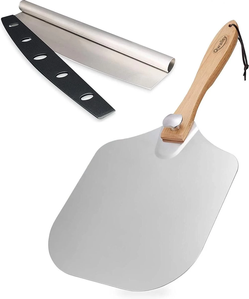Pizzaschep – Inclusief Pizzasnijder – Opvouwbaar – Pizzaspatel – Pizza Schep – Taartschep – 30cm - Qwality 3 Pizzaschep – Inclusief Pizzasnijder – Opvouwbaar – Pizzaspatel – Pizza Schep – Taartschep – 30cm - Qwality