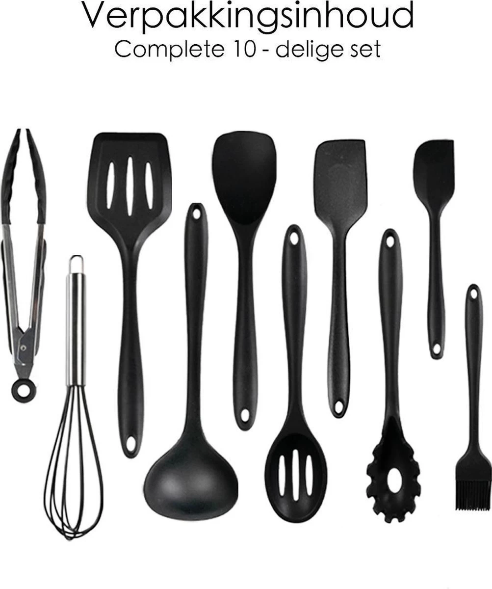 Merkloos Keukengerei Set - 10-delig - Anti-aanbak - Kookgerei Set - BBQ Accessoires - Grijs 6 Merkloos Keukengerei Set - 10-delig - Anti-aanbak - Kookgerei Set - BBQ Accessoires - Grijs - Afbeelding 4