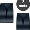 Merkloos 2 Stuks RVS Handdoekhouders Zwart - Handdoek Klem - Handdoek Haak