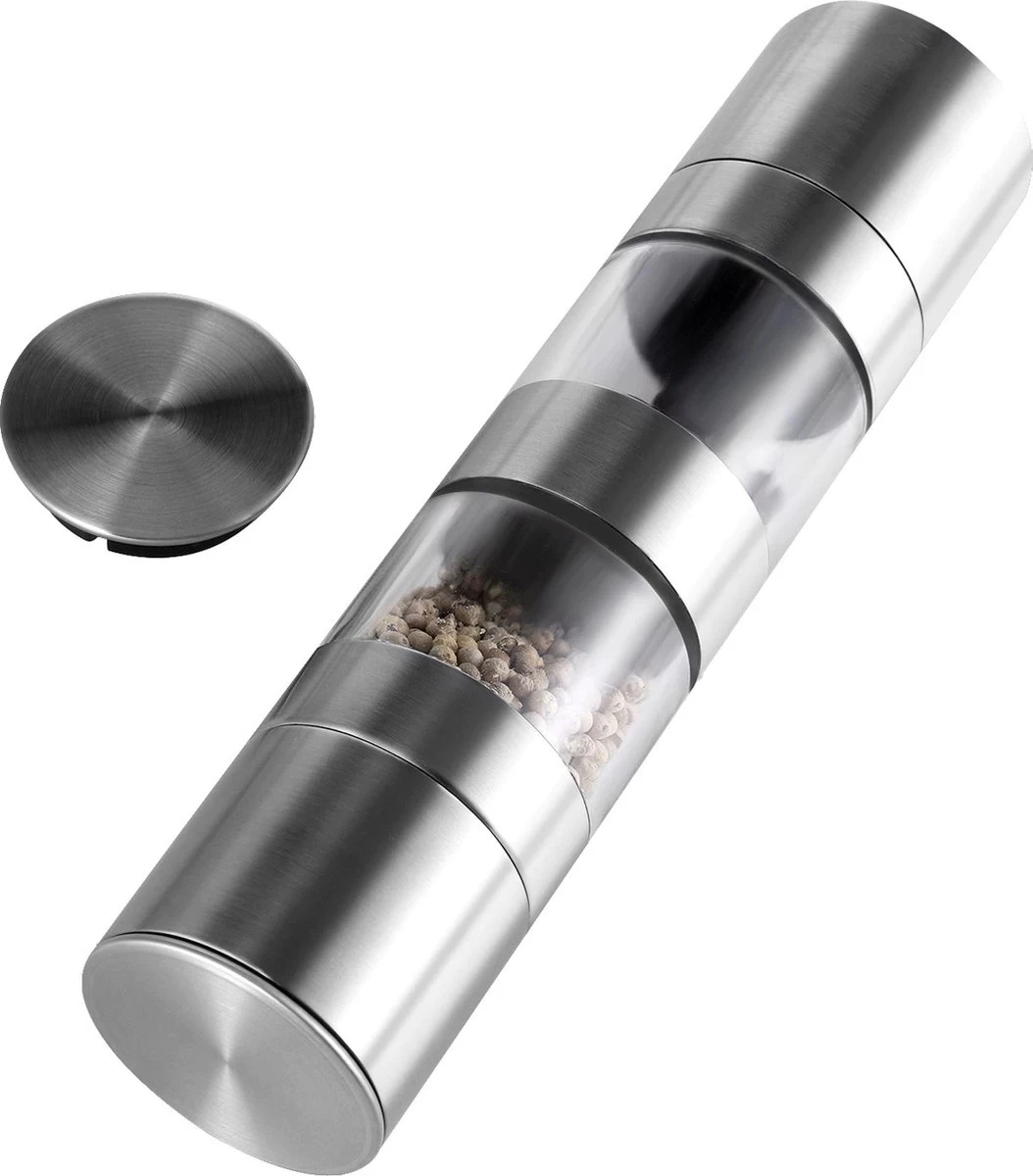 Merkloos Peper- En Zoutmolen- 2 In 1 - RVS - 22 X 5,2 Cm 3 Merkloos Peper- En Zoutmolen- 2 In 1 - RVS - 22 X 5,2 Cm