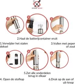 Kitchen Deluxe® Elektrische Zout- En Pepermolen Set – Inclusief Kookboek – Pepermolen - Peper En Zoutmolen Set- Verstelbare Maalgraad - Zeezout én Kruidenmixes -Keukenbarbecue 1069x1200