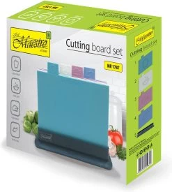 Set Van Vier Snijplanken In Verschillende Kleuren Stand Maestro MR1787