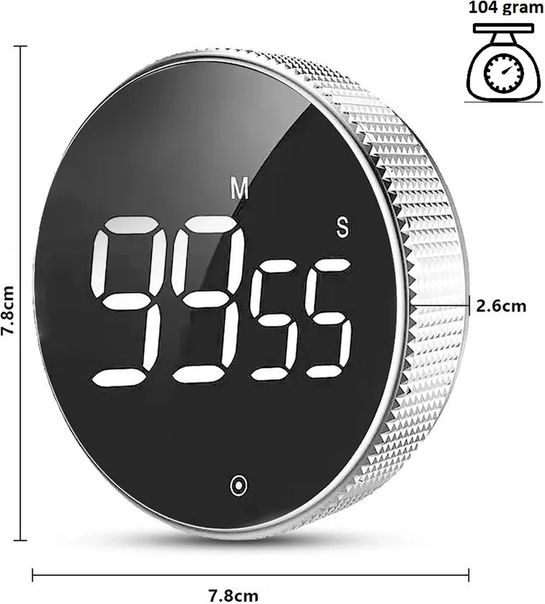 Merkloos Digitale Kookwekker Zilver Van METU-Online - Smart Timer - LED Display - Magnetisch Met Handige Draaiknop - Barbecue Kookwekker Magneet - BBQ Wekker 8 Merkloos Digitale Kookwekker Zilver Van METU-Online - Smart Timer - LED Display - Magnetisch Met Handige Draaiknop - Barbecue Kookwekker Magneet - BBQ Wekker - Afbeelding 6
