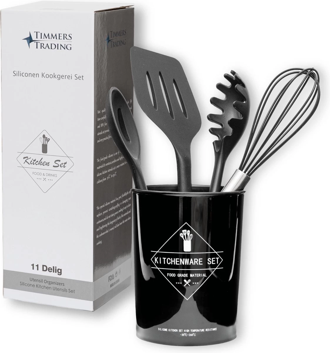 Keukengerei Set 11 Delig - Hittebestendig / BPA Vrij / Siliconen - Kookgerei Met Houder 11 Keukengerei Set 11 Delig - Hittebestendig / BPA Vrij / Siliconen - Kookgerei Met Houder - Afbeelding 9