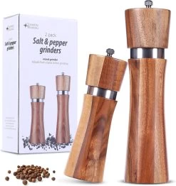 Luxe Peper En Zoutmolen Set - Pepermolen - Acacia Hout - RVS - 21cm