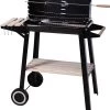 Verrijdbare Barbecue – Houtskool/Briketten - Verstelbare Grillplaat – Houten Tafel – Winscherm – Gewicht 5.9kg