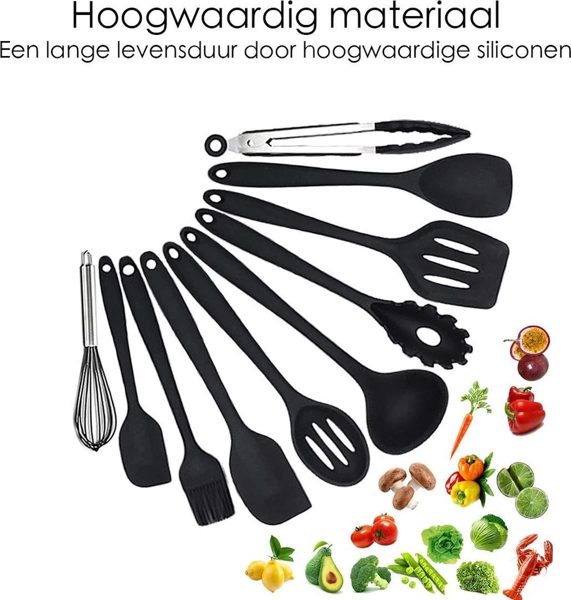 Merkloos Keukengerei Set - 10-delig - Anti-aanbak - Kookgerei Set - BBQ Accessoires - Grijs 5 Merkloos Keukengerei Set - 10-delig - Anti-aanbak - Kookgerei Set - BBQ Accessoires - Grijs - Afbeelding 3