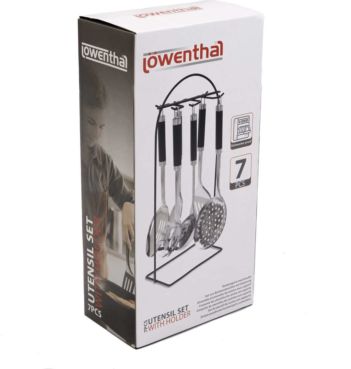 Kookgerei Set Met Houder 7-delig - Keukengerei Set Zwart Met Zilver- Keukengerei - Met Houder Vaatwasser Bestendig 4 Kookgerei Set Met Houder 7-delig - Keukengerei Set Zwart Met Zilver- Keukengerei - Met Houder Vaatwasser Bestendig - Afbeelding 2