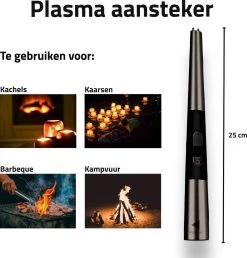 Oplaadbare Lange Elektrische Aansteker - Duurzame Plasma Aansteker – Luxe Aansteker - Inclusief Cadeauverpakking - BBQ – Kaarsen - Zwart -Keukenbarbecue 1150x1200 2