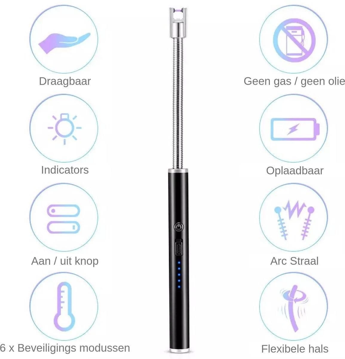 Merkloos BBQ Aansteker Oplaadbaar Met Usb Kabel - Elektrische Keuken Aansteker - Flexibele Aansteker - Zwart 8 Merkloos BBQ Aansteker Oplaadbaar Met Usb Kabel - Elektrische Keuken Aansteker - Flexibele Aansteker - Zwart - Afbeelding 6