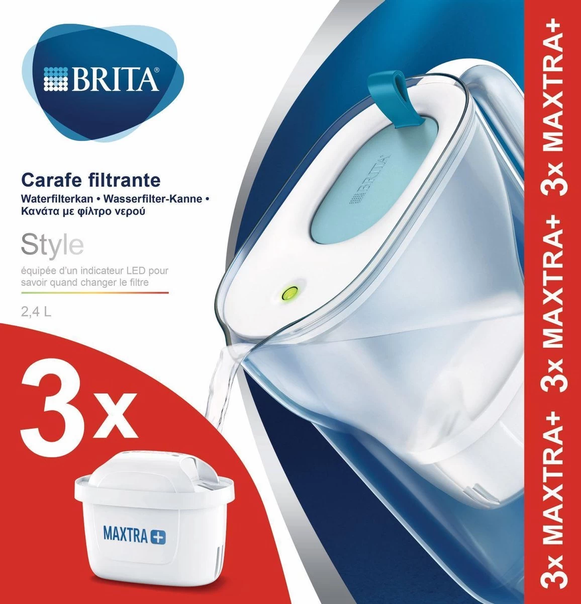 BRITA - Waterfilterkan Style Cool - Blauw - 2,4L + 3 MAXTRA+ Waterfilterpatronen 17 BRITA - Waterfilterkan Style Cool - Blauw - 2,4L + 3 MAXTRA+ Waterfilterpatronen - Afbeelding 15