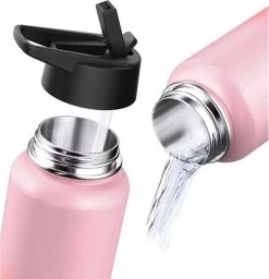 Thermosfles - Pastel Pink - 1 Liter - Extra Dop Met Rietje & Drinktuit - Thermosflessen - Isoleerfles - BPA Vrij - Lekvrij - Thermosfles 1 Liter - Isoleerfles 1 Liter - Thermoskan - Isoleerbeker - Thermosbeker -Keukenbarbecue 1156x1200 5