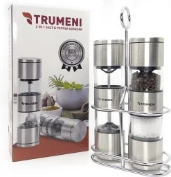 TRUMENI Dubbelzijdige Peper En Zoutmolen Set Inclusief Houder - Handmatige Pepermolen Met Instelbare Maalgraad - 2 Stuks Kruidenmolens 12 TRUMENI Dubbelzijdige Peper En Zoutmolen Set Inclusief Houder - Handmatige Pepermolen Met Instelbare Maalgraad - 2 Stuks Kruidenmolens -Keukenbarbecue 1157x1200 4