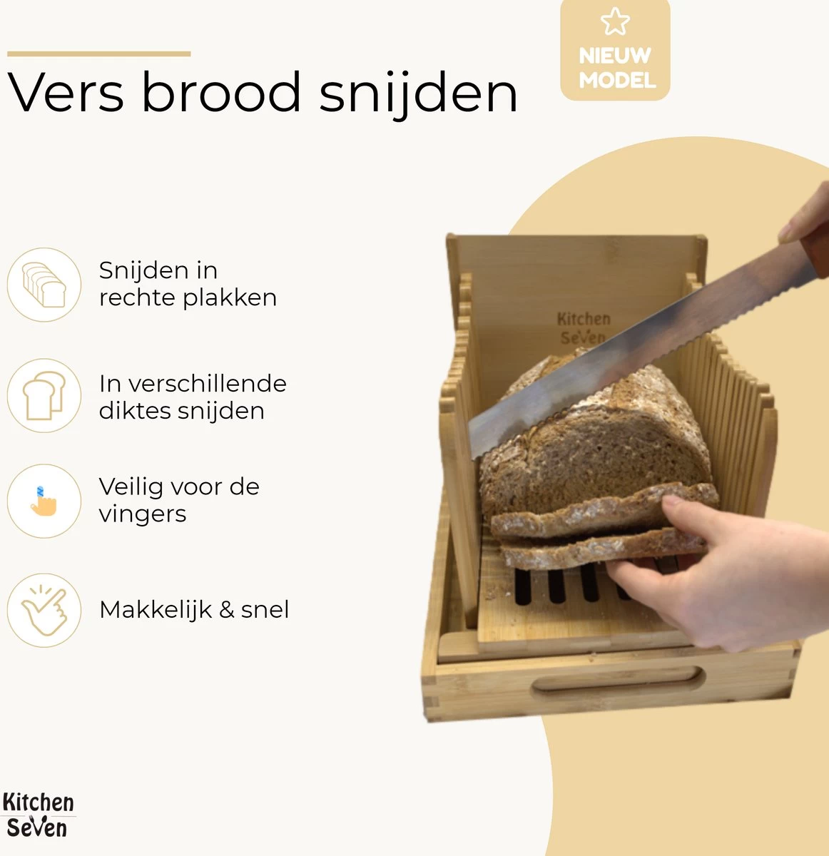 Merkloos Kitchen Seven, Broodsnijder Hulpmiddel, Bamboe Broodplank, Brood Snijden Handmatig, Inclusief Gratis Broodmes 8 Merkloos Kitchen Seven, Broodsnijder Hulpmiddel, Bamboe Broodplank, Brood Snijden Handmatig, Inclusief Gratis Broodmes - Afbeelding 6