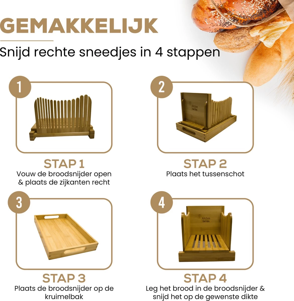 Merkloos Kitchen Seven, Broodsnijder Hulpmiddel, Bamboe Broodplank, Brood Snijden Handmatig, Inclusief Gratis Broodmes 6 Merkloos Kitchen Seven, Broodsnijder Hulpmiddel, Bamboe Broodplank, Brood Snijden Handmatig, Inclusief Gratis Broodmes - Afbeelding 4