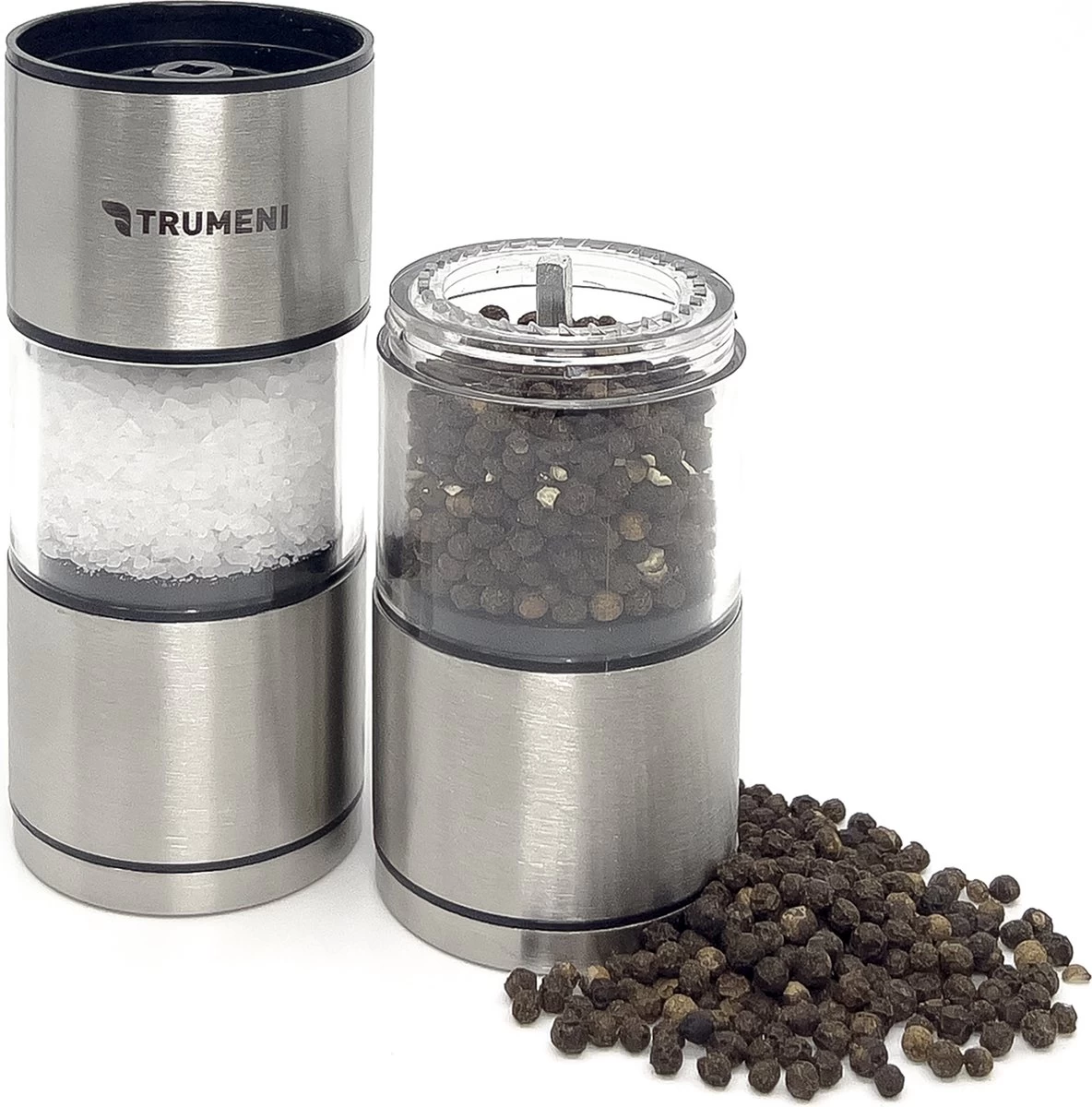 TRUMENI Dubbelzijdige Peper En Zoutmolen Set Inclusief Houder - Handmatige Pepermolen Met Instelbare Maalgraad - 2 Stuks Kruidenmolens 5 TRUMENI Dubbelzijdige Peper En Zoutmolen Set Inclusief Houder - Handmatige Pepermolen Met Instelbare Maalgraad - 2 Stuks Kruidenmolens - Afbeelding 3