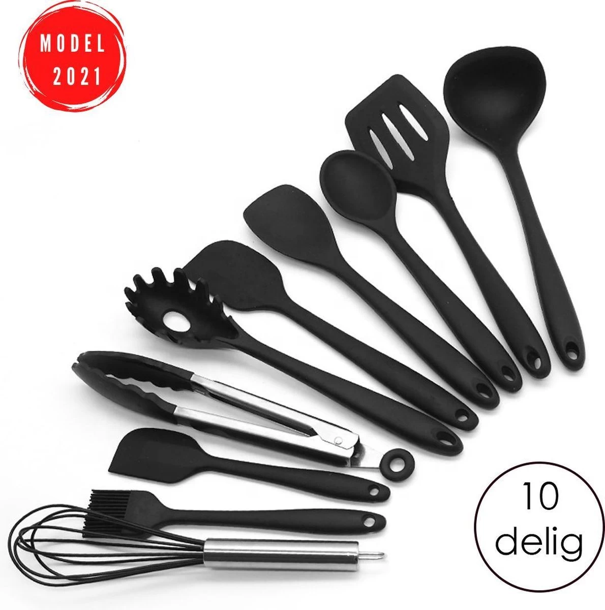 Merkloos Keukengerei Set - 10-delig - Anti-aanbak - Kookgerei Set - BBQ Accessoires - Grijs 3 Merkloos Keukengerei Set - 10-delig - Anti-aanbak - Kookgerei Set - BBQ Accessoires - Grijs
