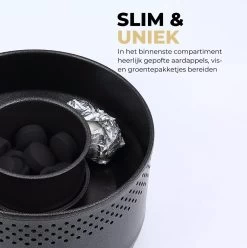 Ozocozy BBQ-ONE Houtskool Tafelbarbecue - Ø30 Cm- Zwart - Incl. Draagtas, Siliconen Bakkwast En RVS-Barbecuetang -Keukenbarbecue 1197x1200 3