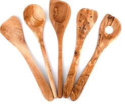 OLIVIEU ~ 5-delig Olijfhouten Duurzame Keukengerei Set Met Keukengerei Houder ~ Houten Kookgerei ~ Minimalistisch & Handgesneden ~ Keukengerei Pot ~ Kookgerei Set Met Kookgerei Houder -Keukenbarbecue 1200x1000 10