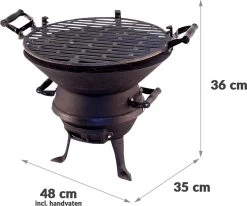 Potkachel Houtskoolbarbecue - 35 Cm - Gietijzer -Keukenbarbecue 1200x1000 3