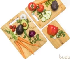 Budu Snijplankenset 3 Stuks - Snijplanken Bamboe - Snijplank Hout - Keukenplanken -Keukenbarbecue 1200x1003