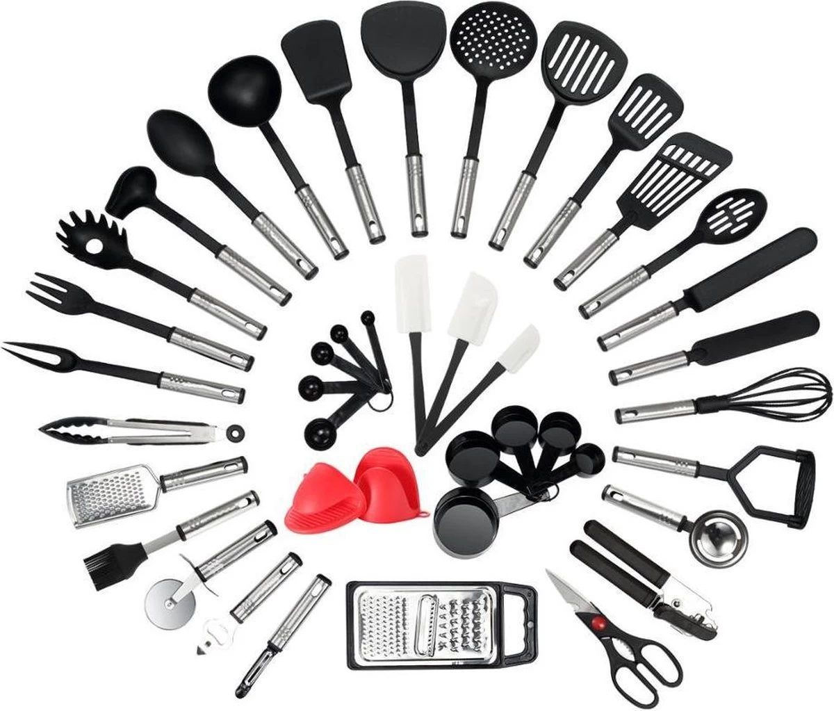 Kookgerei Set - Zwart - 42-delig - Keukengerei 3 Kookgerei Set - Zwart - 42-delig - Keukengerei