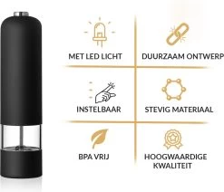 PROKING Elektrische Pepermolen En Zoutmolen – Pepermolen – Zoutmolen – Verstelbaar – Zwart – Elektrisch – Set Van 2 8 PROKING Elektrische Pepermolen En Zoutmolen – Pepermolen – Zoutmolen – Verstelbaar – Zwart – Elektrisch – Set Van 2 -Keukenbarbecue 1200x1032 1