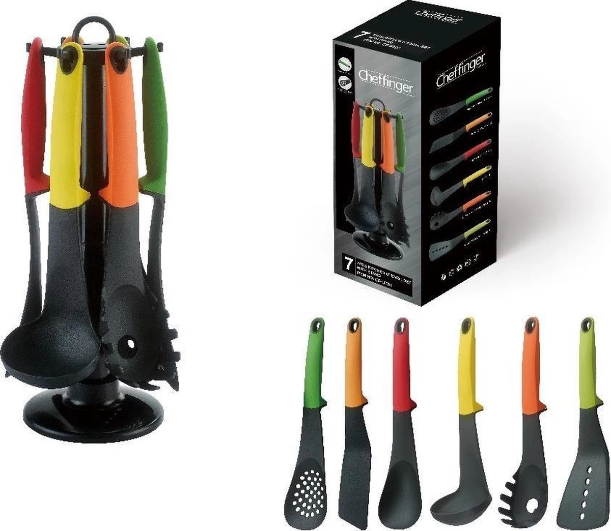 Cheffinger CF-UT01 Kookgerei – Keukengerei – 7-delige Keukengerei Set Met Standaard 3 Cheffinger CF-UT01 Kookgerei – Keukengerei – 7-delige Keukengerei Set Met Standaard