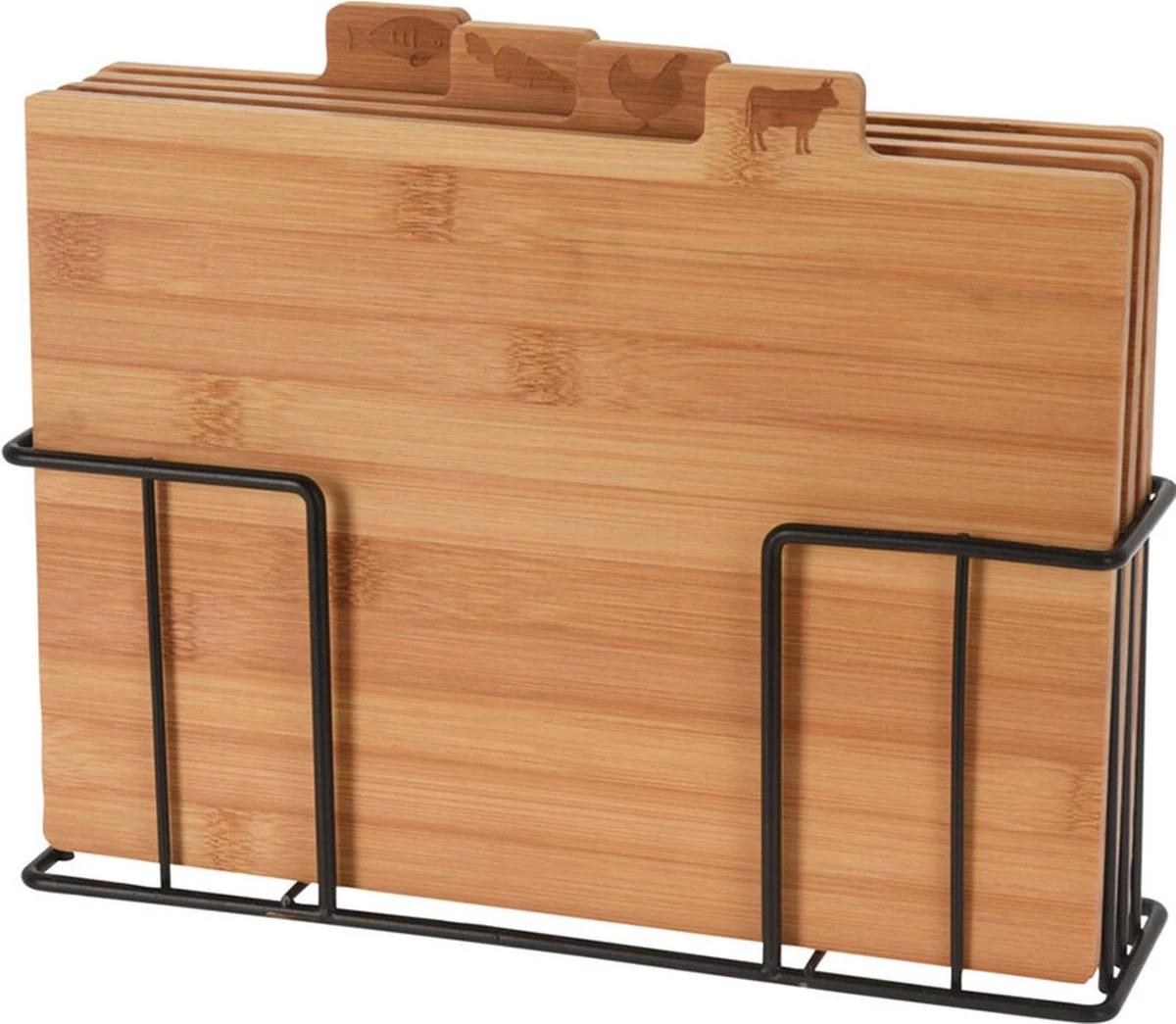 Snijplankenset - 4 Snijplanken + Houder 3 Snijplankenset - 4 Snijplanken + Houder