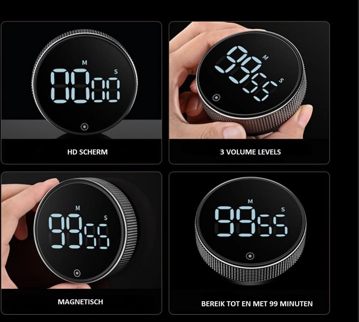 Merkloos Digitale Kookwekker Zilver Van METU-Online - Smart Timer - LED Display - Magnetisch Met Handige Draaiknop - Barbecue Kookwekker Magneet - BBQ Wekker 9 Merkloos Digitale Kookwekker Zilver Van METU-Online - Smart Timer - LED Display - Magnetisch Met Handige Draaiknop - Barbecue Kookwekker Magneet - BBQ Wekker - Afbeelding 7