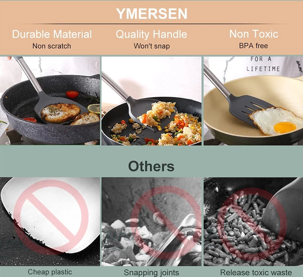 Merkloos Keukengerei Set Met Houder 12-delig - Siliconen – Ophangbaar - Antiaanbak Laag – Hittebestendig En BPA Vrij - Zwart 6 Merkloos Keukengerei Set Met Houder 12-delig - Siliconen – Ophangbaar - Antiaanbak Laag – Hittebestendig En BPA Vrij - Zwart - Afbeelding 4