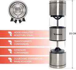 TRUMENI Dubbelzijdige Peper En Zoutmolen Set Inclusief Houder - Handmatige Pepermolen Met Instelbare Maalgraad - 2 Stuks Kruidenmolens 14 TRUMENI Dubbelzijdige Peper En Zoutmolen Set Inclusief Houder - Handmatige Pepermolen Met Instelbare Maalgraad - 2 Stuks Kruidenmolens -Keukenbarbecue 1200x1104 4