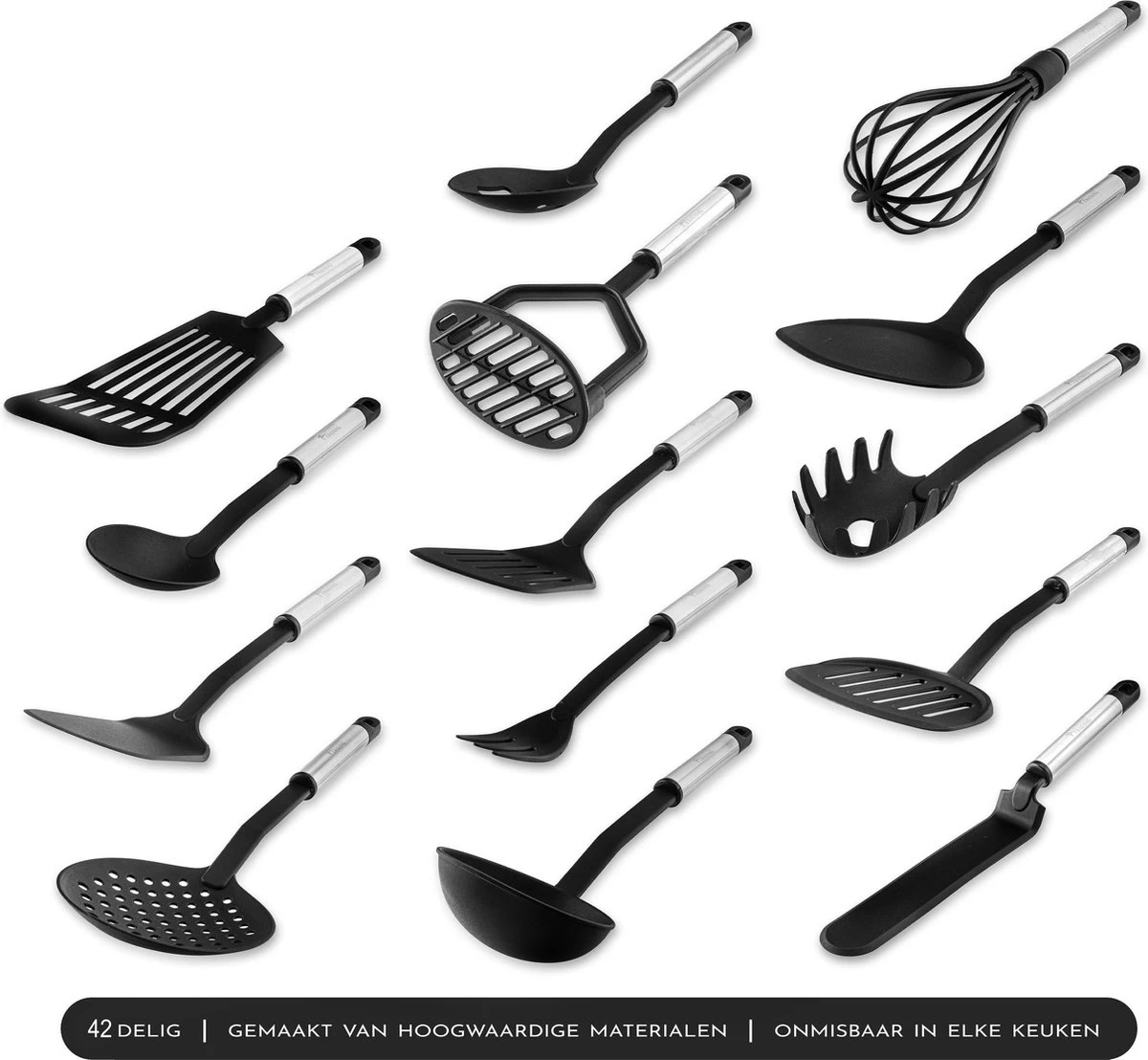 Kookgerei Set - Zwart - 42-delig - Keukengerei 11 Kookgerei Set - Zwart - 42-delig - Keukengerei - Afbeelding 9