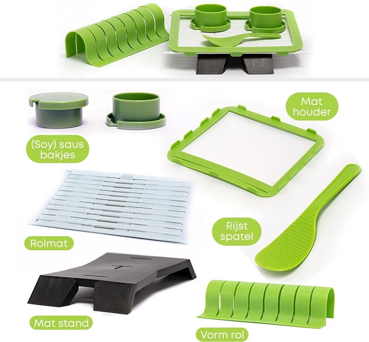 YUGN Sushi Set Sushi Kit Sushi Maker - 7 Delig Met Sushi Mat - Sushi Maken Met Heerlijke Sushi Recepten - Cadeau Tip 3 YUGN Sushi Set Sushi Kit Sushi Maker - 7 Delig Met Sushi Mat - Sushi Maken Met Heerlijke Sushi Recepten - Cadeau Tip