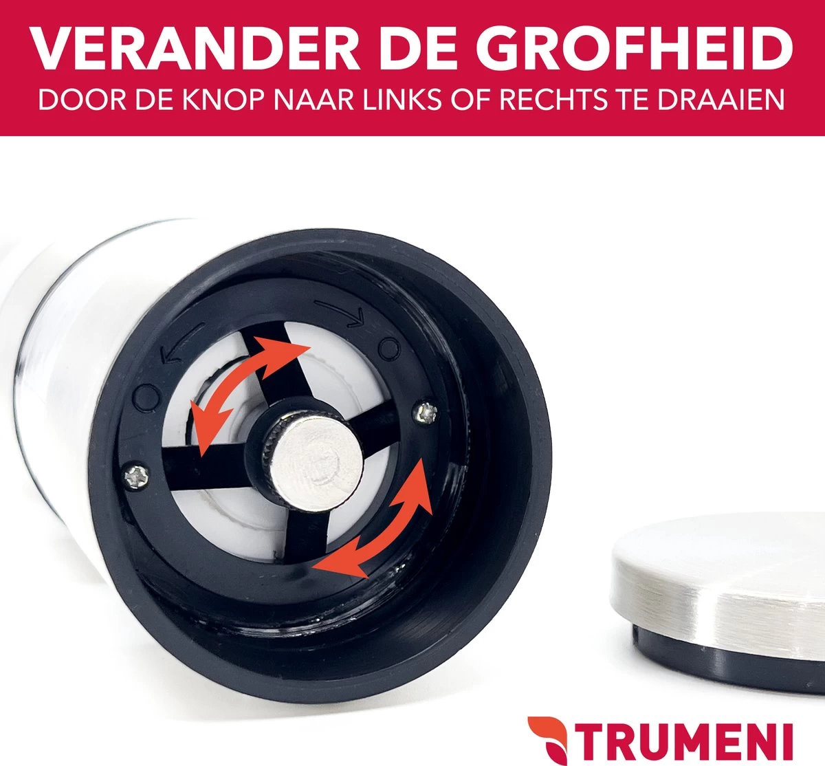 TRUMENI Dubbelzijdige Peper En Zoutmolen Set Inclusief Houder - Handmatige Pepermolen Met Instelbare Maalgraad - 2 Stuks Kruidenmolens 11 TRUMENI Dubbelzijdige Peper En Zoutmolen Set Inclusief Houder - Handmatige Pepermolen Met Instelbare Maalgraad - 2 Stuks Kruidenmolens - Afbeelding 9