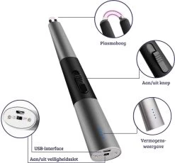 Allkinds Lange Elektrische Plasma Aansteker - USB Oplaadbaar - Vlamloze Elektrische Aansteker Voor Keuken, Kaars, BBQ Of Openhaard - Zwart - In- En Outdoor - Chique Design -Keukenbarbecue 1200x1118