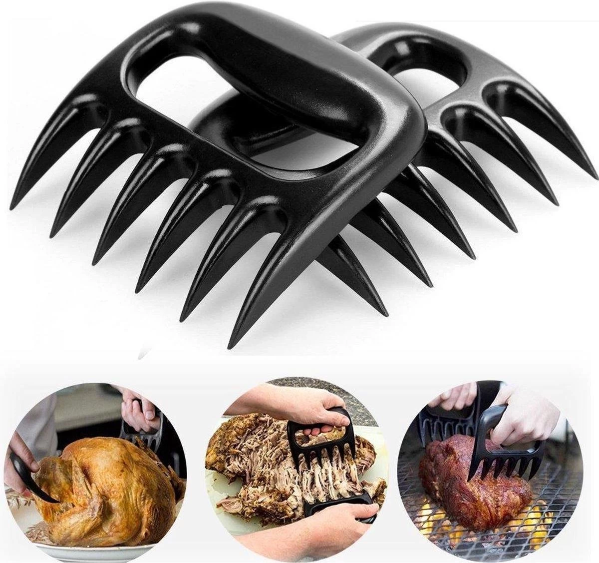 Merkloos Professionele Vleesshredders / Vleesklauwen | Meat Claws | BBQ | Bear Paws | Meat Shredders | Vlees Houders | Barbeque Accesoires | Pulled Pork Klauwen | 2 Stuks 4 Merkloos Professionele Vleesshredders / Vleesklauwen | Meat Claws | BBQ | Bear Paws | Meat Shredders | Vlees Houders | Barbeque Accesoires | Pulled Pork Klauwen | 2 Stuks - Afbeelding 2