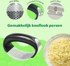 Mister Mill Knoflookpers RVS Incl. Peller En Borstel - Lookpers - Knoflook Pers - Gemberpers - Knoflooksnijder - Knoflookpeller - Garlic Press -Keukenbarbecue 1200x1129 4