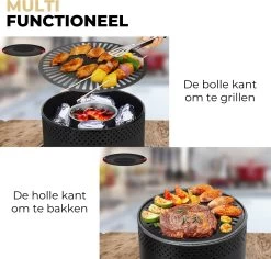 Ozocozy BBQ-ONE Houtskool Tafelbarbecue - Ø30 Cm- Zwart - Incl. Draagtas, Siliconen Bakkwast En RVS-Barbecuetang -Keukenbarbecue 1200x1146