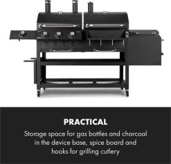 Klarstein Kingsville Double Barbecue - Houtskool- En Gasbarbecue - Smoker BBQ - Inclusief Deksels En Thermometer - Met 2 Roosters - Zwart -Keukenbarbecue 1200x1155 3