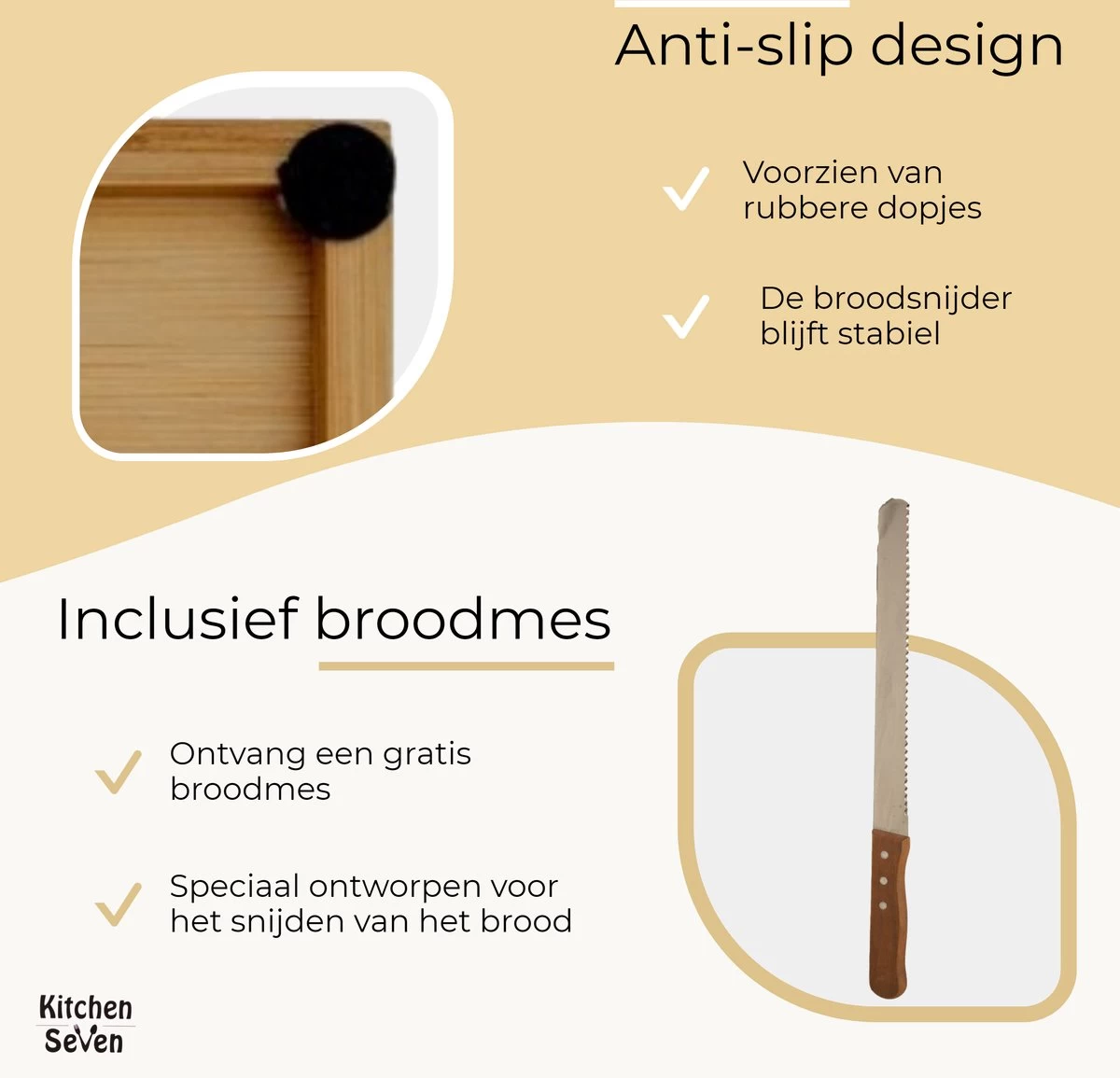Merkloos Kitchen Seven, Broodsnijder Hulpmiddel, Bamboe Broodplank, Brood Snijden Handmatig, Inclusief Gratis Broodmes 5 Merkloos Kitchen Seven, Broodsnijder Hulpmiddel, Bamboe Broodplank, Brood Snijden Handmatig, Inclusief Gratis Broodmes - Afbeelding 3