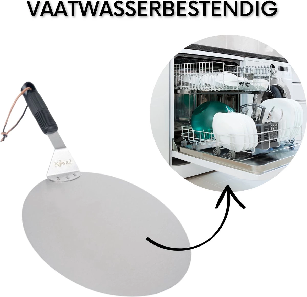 Nowad Pizzaschep RVS Rond - 30,5 Cm - PVC Handvat 4 Nowad Pizzaschep RVS Rond - 30,5 Cm - PVC Handvat - Afbeelding 2
