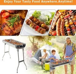 Uten - Houtskoolbarbecue - Opvouwbare Barbecue - Houtskoolbarbecues - Draagbare Camping Barbecue - 430 Roestvrij Staal Grill BBQ - 5-10 Persoon Tuin Buitenfeest - Zilver -Keukenbarbecue 1200x1162 5