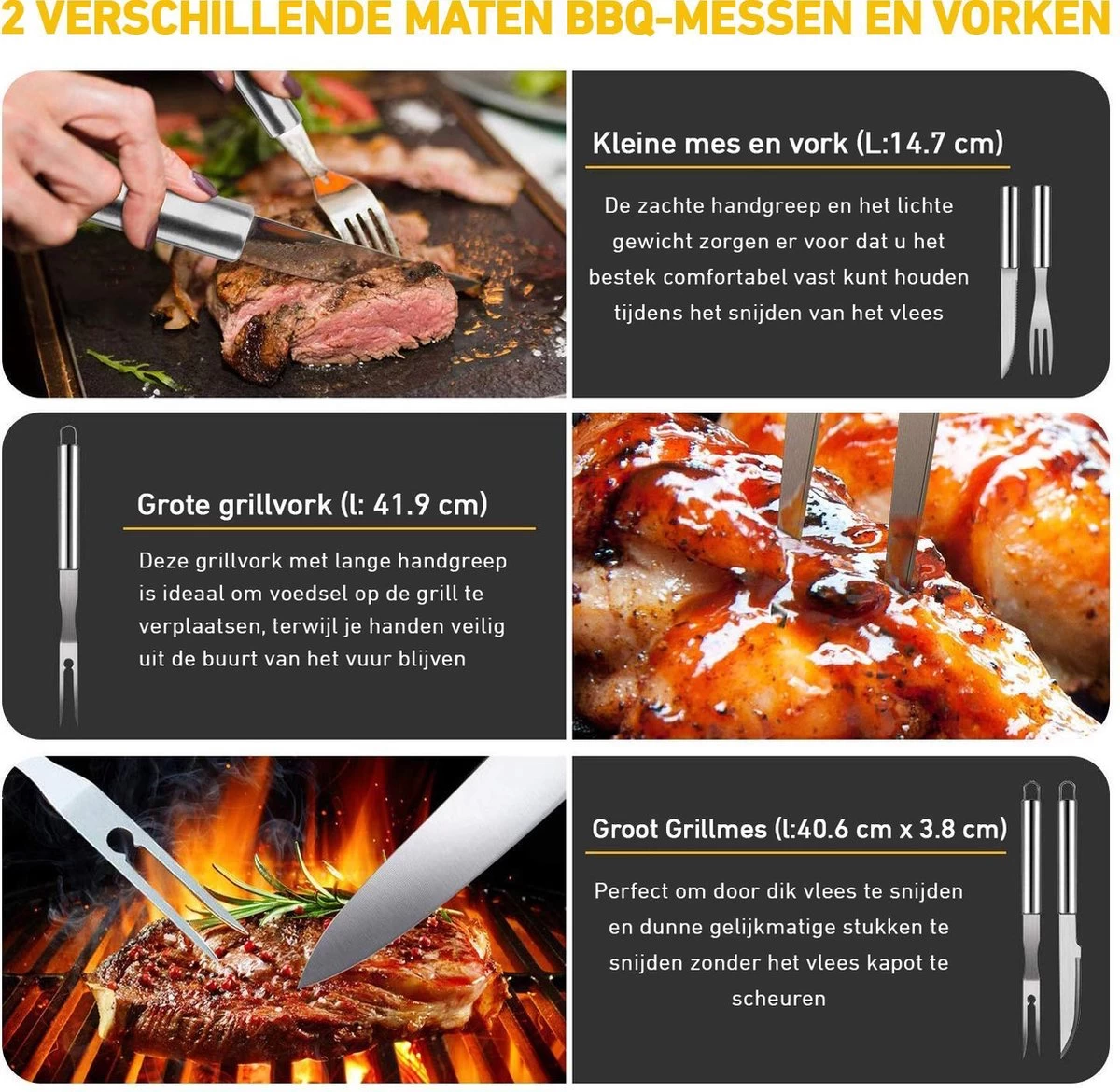 Saveur Royal® 35-delige Barbecue Gereedschapset In Roestvrij Staal - BBQ Grill Set Met Draagtas - Barbecuegerei-sets - Barbecue Accessoires Gereedschap - 35-delig 9 Saveur Royal® 35-delige Barbecue Gereedschapset In Roestvrij Staal - BBQ Grill Set Met Draagtas - Barbecuegerei-sets - Barbecue Accessoires Gereedschap - 35-delig - Afbeelding 7