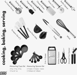 Kookgerei Set - Zwart - 42-delig - Keukengerei 23 Kookgerei Set - Zwart - 42-delig - Keukengerei -Keukenbarbecue 1200x1172 3