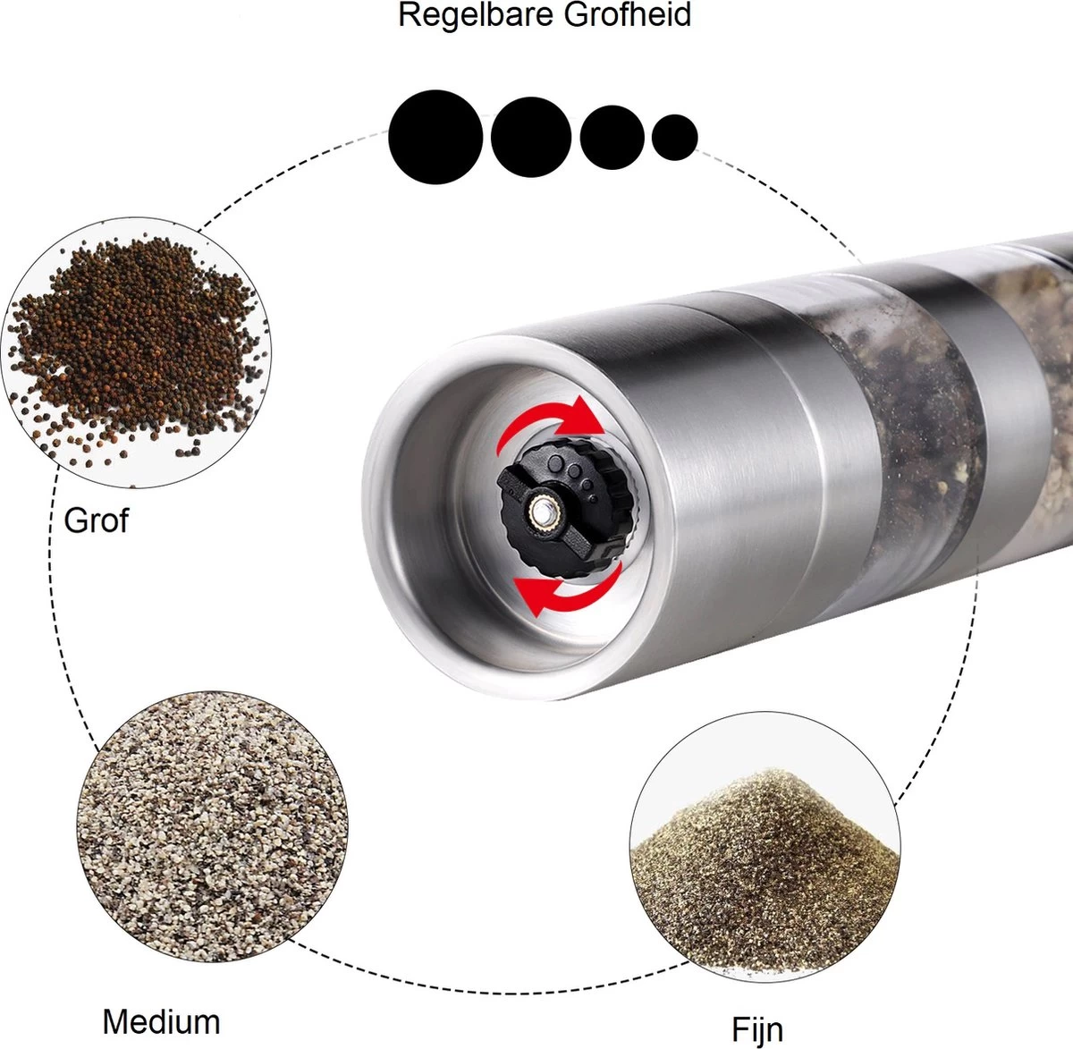 Merkloos Peper- En Zoutmolen- 2 In 1 - RVS - 22 X 5,2 Cm 4 Merkloos Peper- En Zoutmolen- 2 In 1 - RVS - 22 X 5,2 Cm - Afbeelding 2