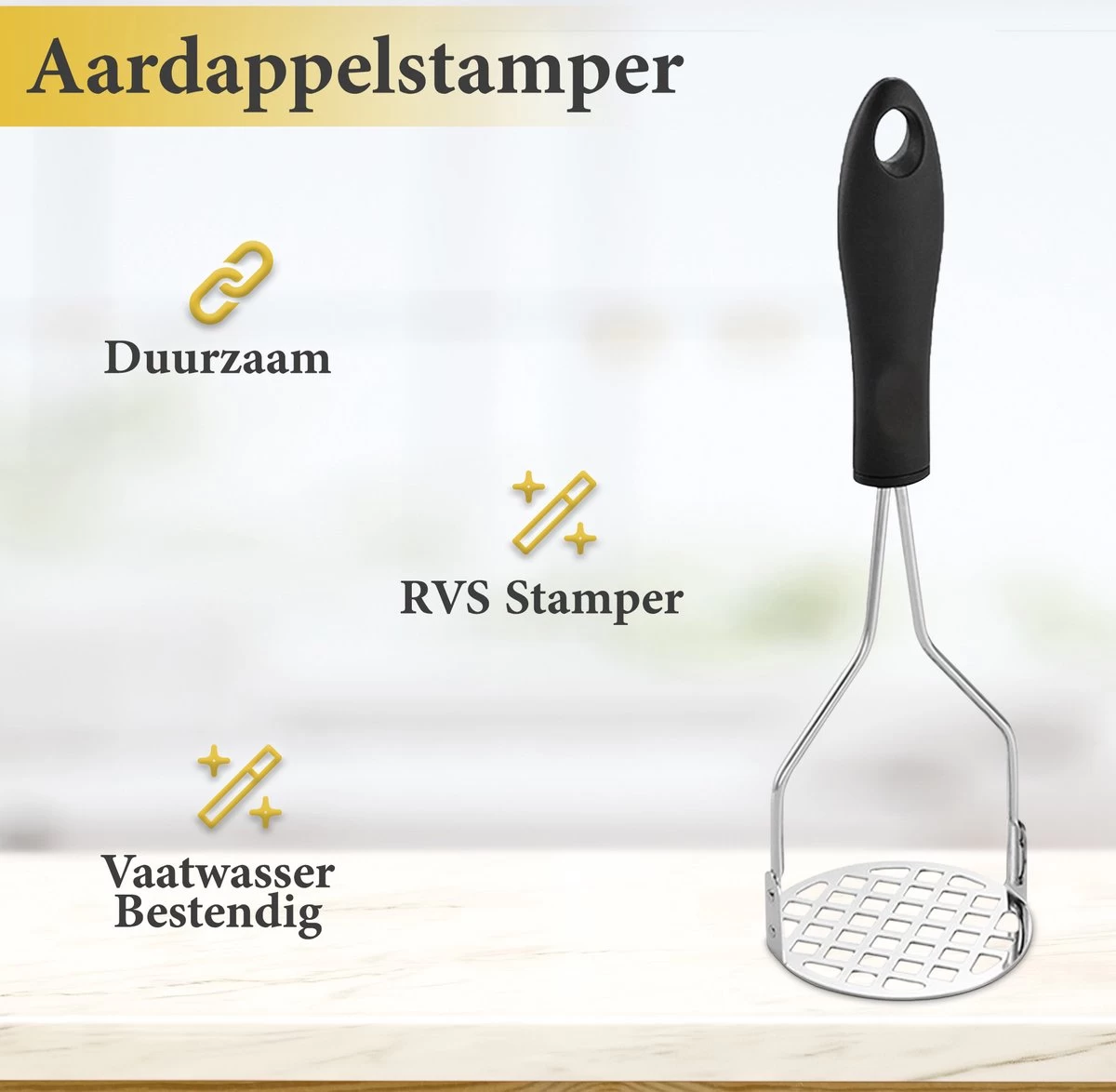 ProudProducts - Aardappelstamper – Pureestamper - RVS 5 ProudProducts - Aardappelstamper – Pureestamper - RVS - Afbeelding 3