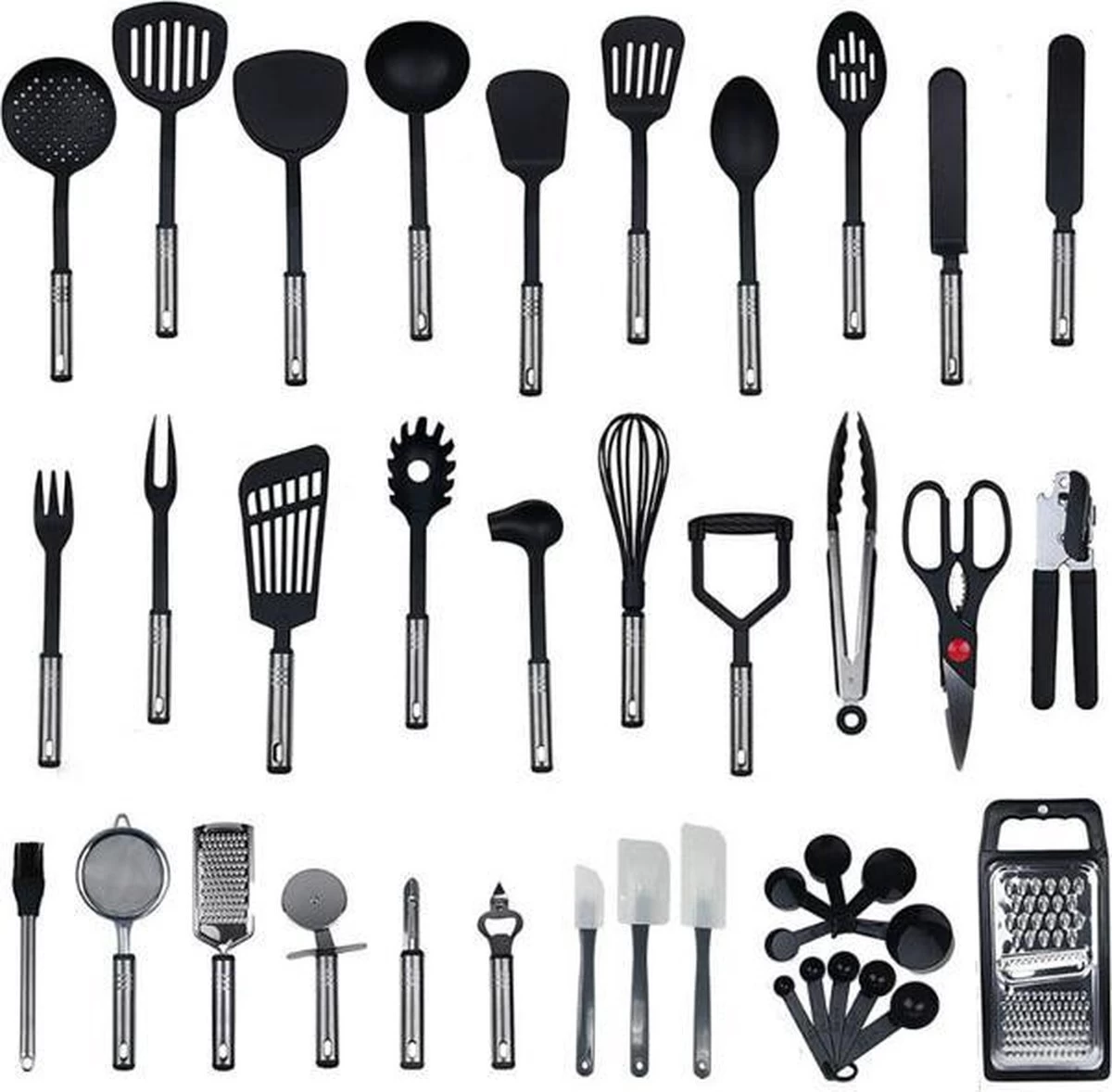 Kookgerei Set - Zwart - 42-delig - Keukengerei 10 Kookgerei Set - Zwart - 42-delig - Keukengerei - Afbeelding 8