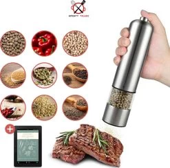 Kitchen Deluxe® Elektrische Zout- En Pepermolen Set – Inclusief Kookboek – Pepermolen - Peper En Zoutmolen Set- Verstelbare Maalgraad - Zeezout én Kruidenmixes -Keukenbarbecue 1200x1181 3