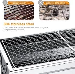Uten - Houtskoolbarbecue - Opvouwbare Barbecue - Houtskoolbarbecues - Draagbare Camping Barbecue - 430 Roestvrij Staal Grill BBQ - 5-10 Persoon Tuin Buitenfeest - Zilver -Keukenbarbecue 1200x1184 4